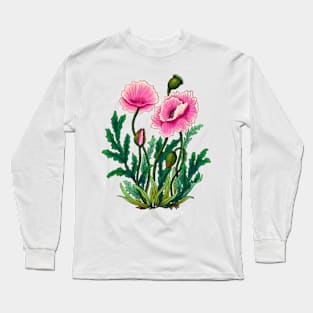 Minhwa: Poppy Opera A Type (Korean traditional/folk art) Long Sleeve T-Shirt